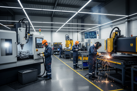 metal fabrication team working efficiently to reduce production lead time