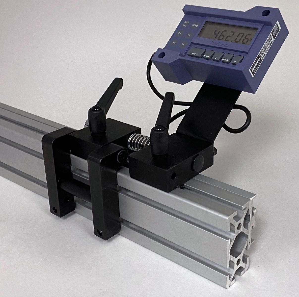 Measurement device with digital display on top of an aluminum profile